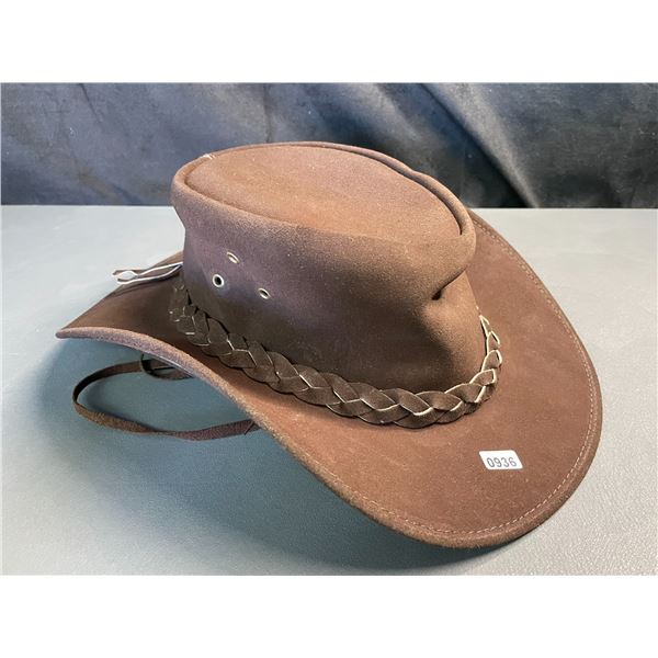 Lot of 1 Handmade Genuine Steer Hide Leather Cowboy Hat - Austrailian Made - Brand New