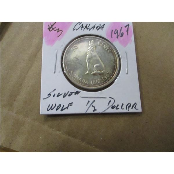 1967 CANADA WOLF SILVER HALF DOLLAR