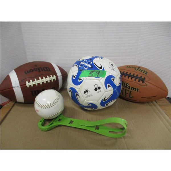 BOX C/W VARIOUS BALLS