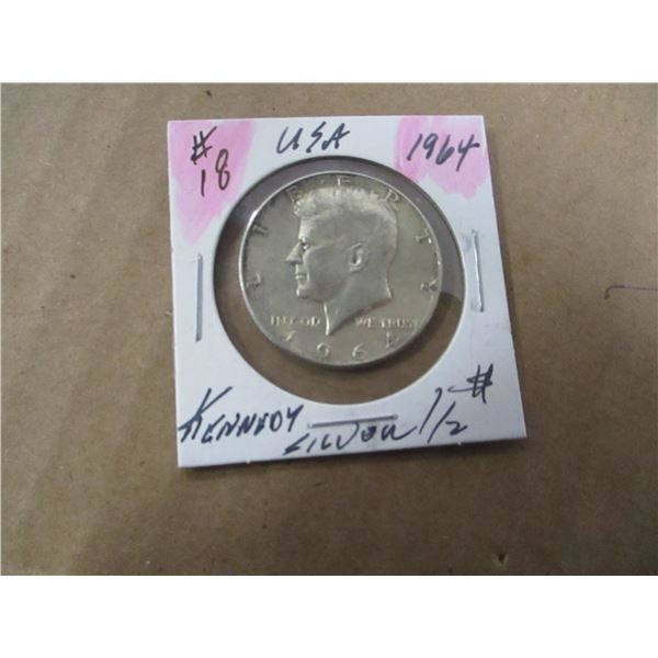 1964 KENNEDY USA SILVER HALF DOLLAR