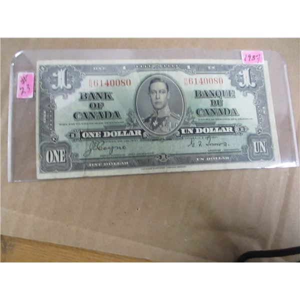 1937 BANK OF CANADA KING GEORGE VI DOLLAR BILL