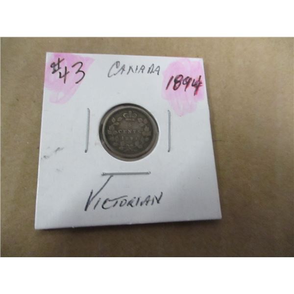 1894 CANADA VICTORIAN SILVER 5 CENT