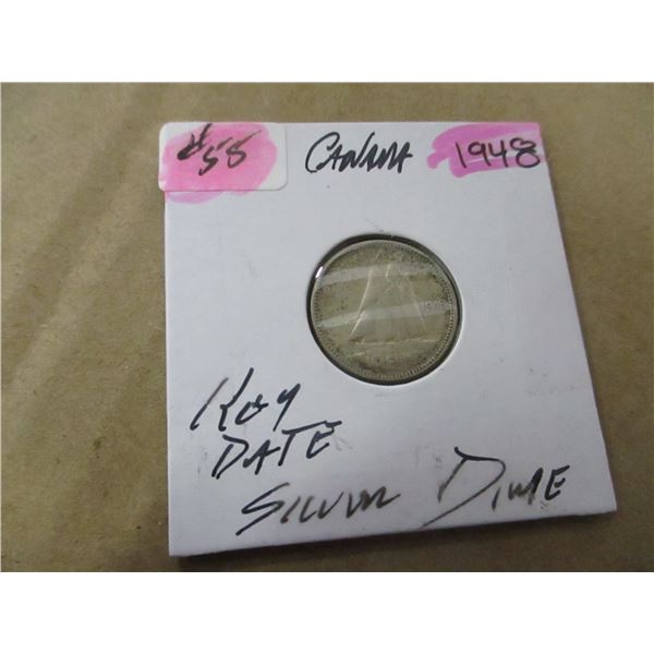 1948 CANADA SCARCE KEY DATE SILVER DIME
