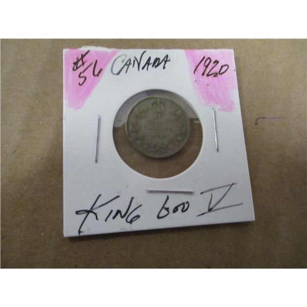 1920 CANADA KING GEORGE V SIVLER DIME