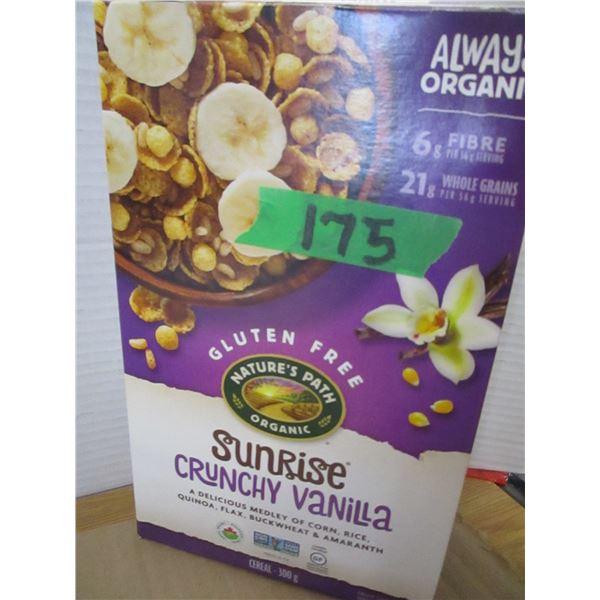 SHELF PULLS (AS IS);  SUNRISE VANILLA CEREAL