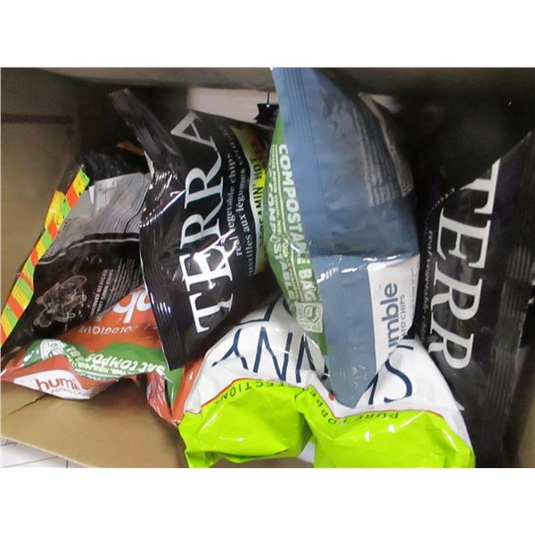 SHELF PULLS (AS IS);  ASSORTED BIG BAG CHIPS (6) - BOX