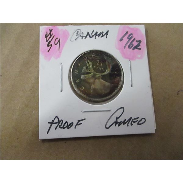 1962 PROOF CAMEO SILVER QUARTER