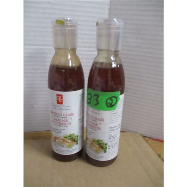 SHELF PULLS (AS IS):  HIBISCUS GLAZE - 2 BOTTLES