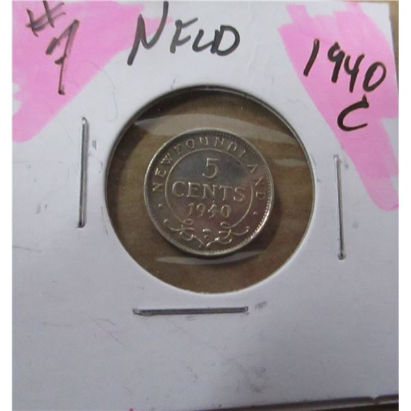 1940C NEWFOUNDLAND SILVER 5 CENT