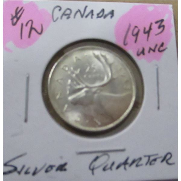 1943 CH/AU CANADA KING GEORGE VI SILVER QUARTER