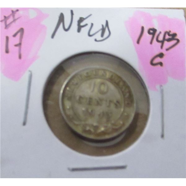 1943C NEWFOUNDLAND SILVER DIME