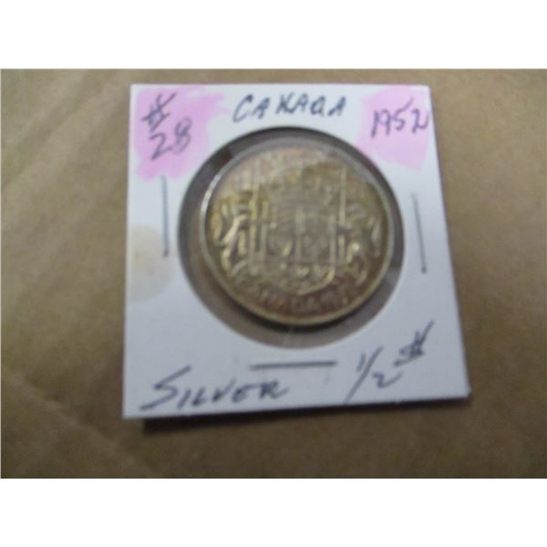1952 CANADA KING GEORGE VI SILVER HALF DOLLAR