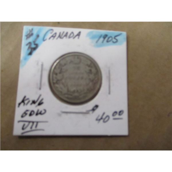 1905 CANADA KING EDWARD VII SILVER QUARTER