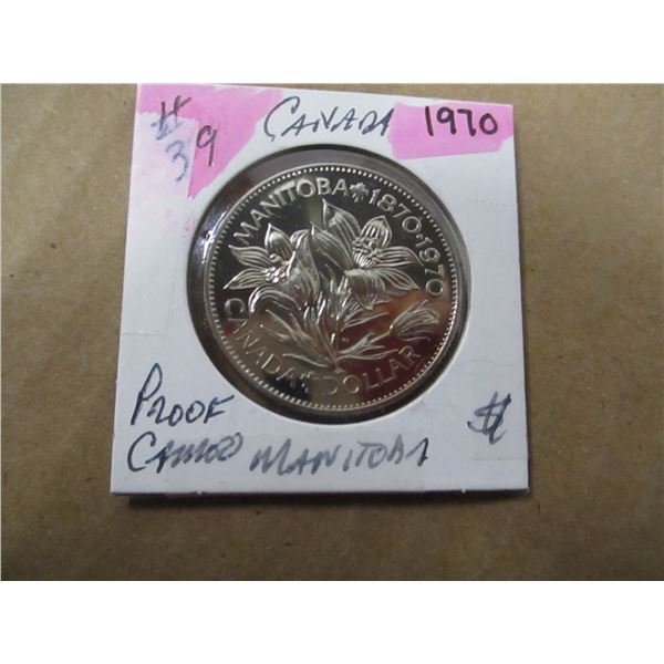 1970 PROOF CAMEO CANADA MANITOBA DOLLAR