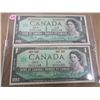 Image 1 : 1967 SET OF CANADA CENTENNIAL DOLLAR BILLS (WITH & WITHOUT SERIAL NUMBERS)