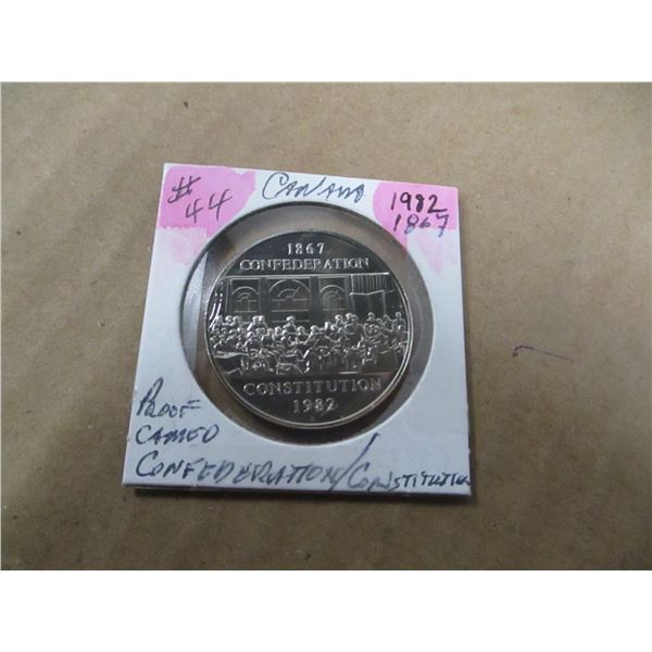 1867 - 1982 CANADA CONFEDERATION CONSTITUTION PROOF CAMEO DOLLAR