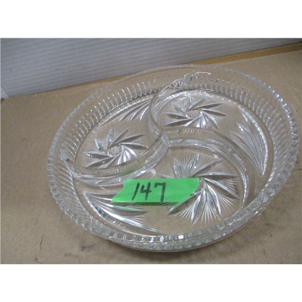 ESTATE:  3 DIVIDED CRYSTAL DISH