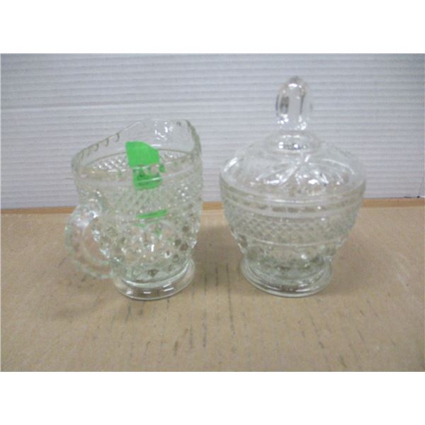 ESTATE:  CRYSTAL CREAMER & SUGAR DISH