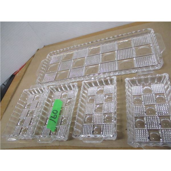 ESTATE:  CRYSTAL TRAY C/W 4 INSERTS