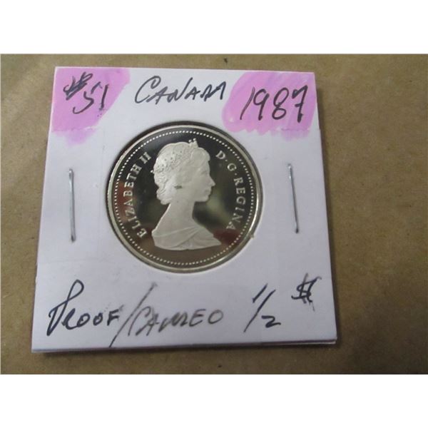 1987 PROOF CAMEO CANADA HALF DOLLAR