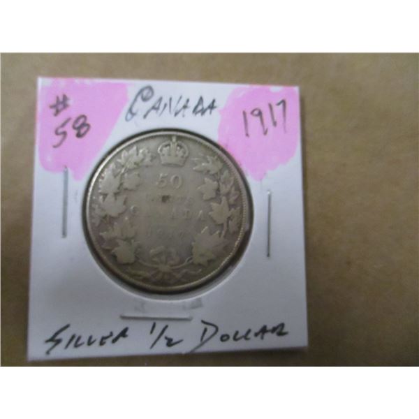 1917 CANADA SILVER HALF DOLLAR