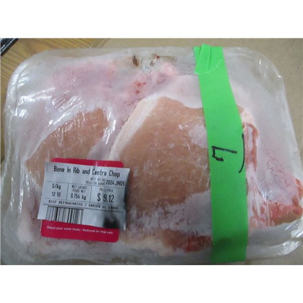 SHELF PULLS (AS IS):  BONE IN RIB CENTER CHOP (APPROX. $9.12)