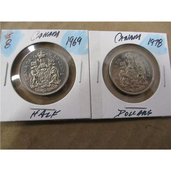 1969 - 1978 PROOF CANADA HALF DOLLARS