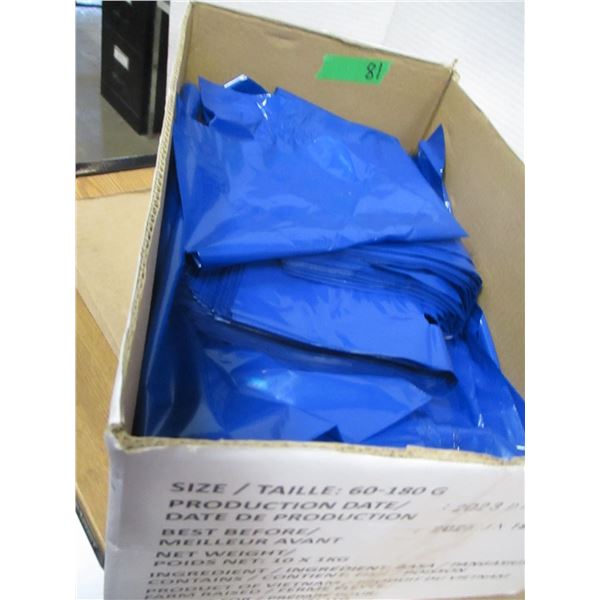 BOX C/W BLUE PLASTIC BAGS