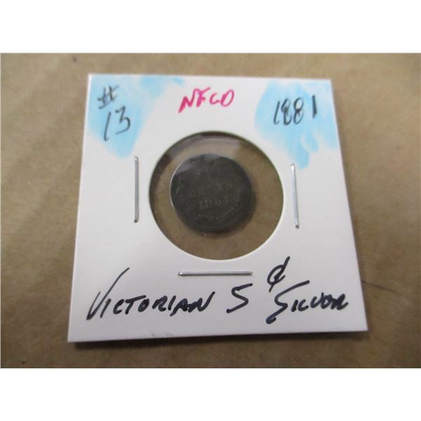 1881 NEWFOUNDLAND VICTORIAN SILVER FIVE CENT (SCARCE DATE)
