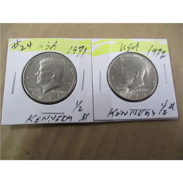 1971 - 1972 USA KENNEDY HALF DOLLARS