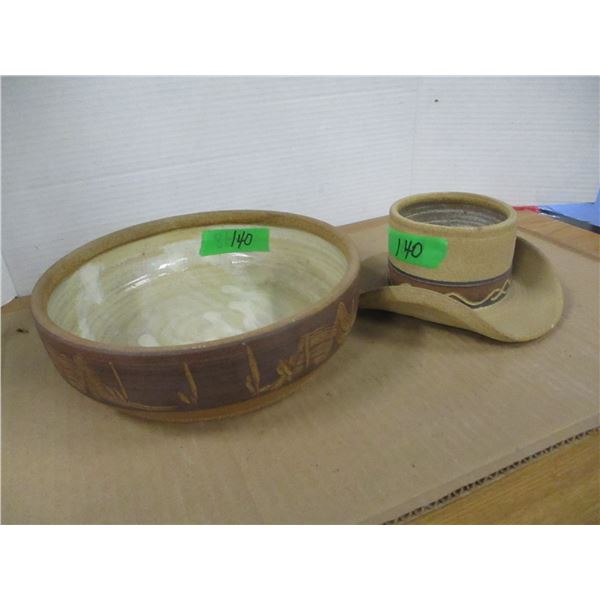 2 TERRA COTTA DISHES