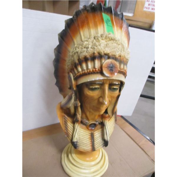 STATUE OF CHIEF WITH HEAD DRESS