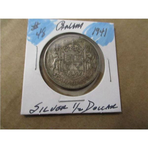 1941 CANADA KING GEORGE VI SILVER HALF DOLLAR