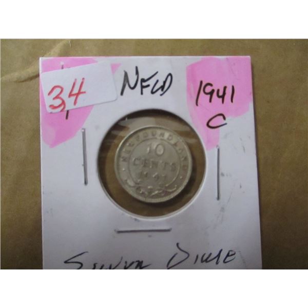 1941C NEWFOUNDLAND KING GEORGE VI SILVER DIME