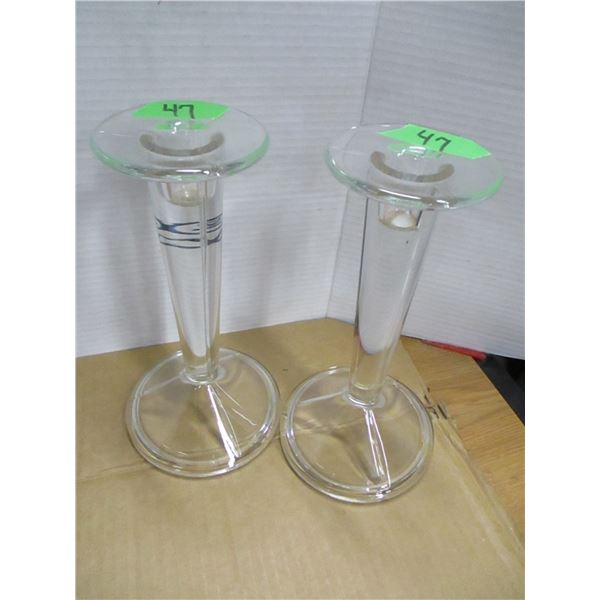 2 CRYSTAL CANDLE HOLDERS