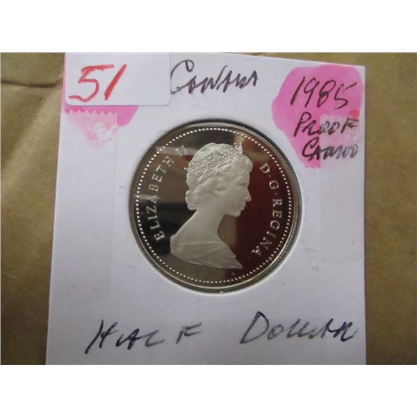 1985 PROOF CAMEO CANADA HALF DOLLAR