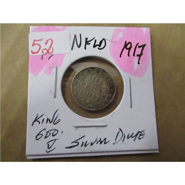1917 NEWFOUNDLAND KING GEORGE V SILVER DIME