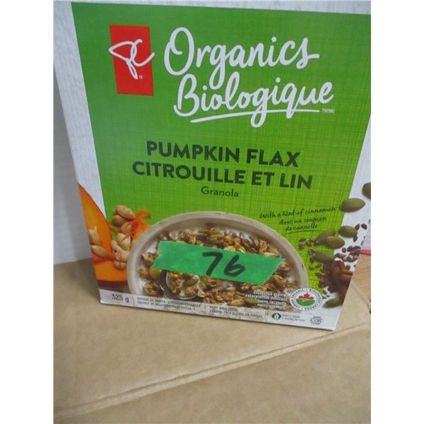 SHELF PULLS (AS IS):  PUMPKIN FLAX CEREAL (325G) - BOX