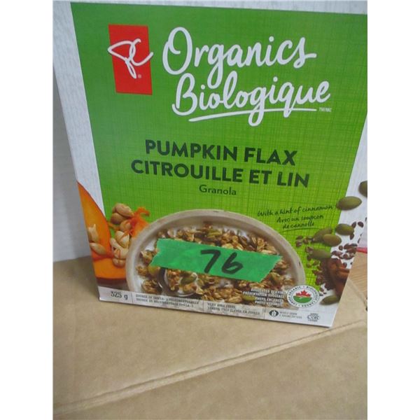 SHELF PULLS (AS IS):  PUMPKIN FLAX CEREAL (325G) - BOX