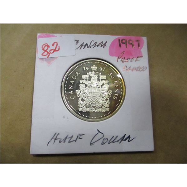 1997 PROOF SILVER CAMEO CANADA HALF DOLLAR