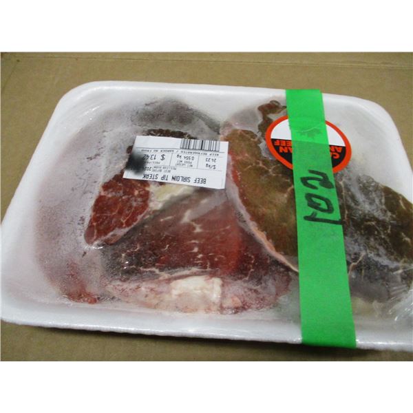 SHELF PULLS (AS IS):  BEEF SIRLOIN TIP STEAK (APPROX. $13.42)