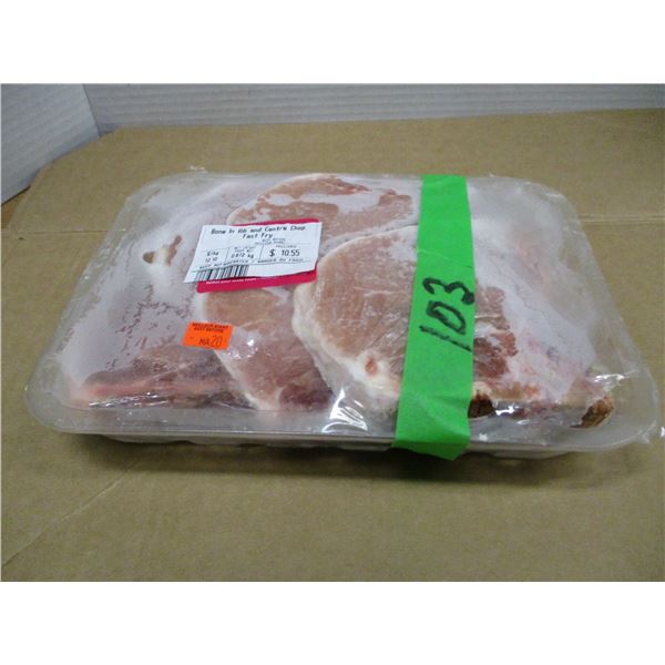SHELF PULLS (AS IS):  BONE IN RIB CENTRE CHOP (APPROX. $10.55)