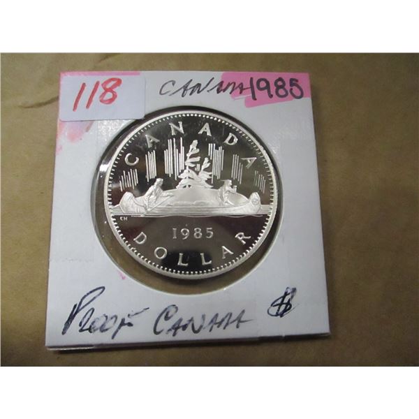 1985 PROOF CAMEO CANADA VOYAGER DOLLAR