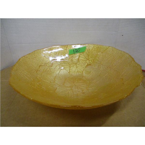 COLLECTABLE:  GOLD COLORED BOWL (APPROX. 15")