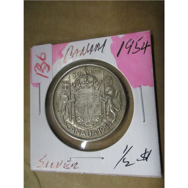 1954 CANADA SILVER HALF DOLLAR