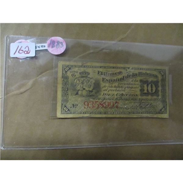 1883 SCARCE MEXICO 10 CENTAVO CURRANCY RARE BANK NOTE