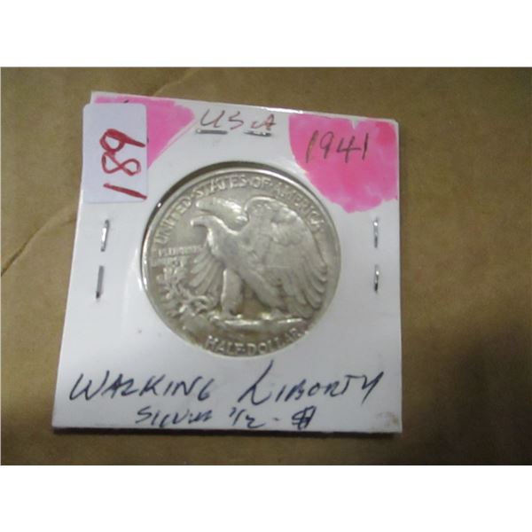 1941 USA WALKING LIBERTY SILVER HALF DOLLAR