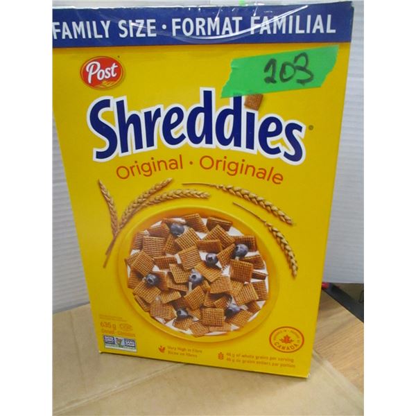 SHELF PULLS (AS IS):  SHREDDIES ORIGINAL (635G) - BOX