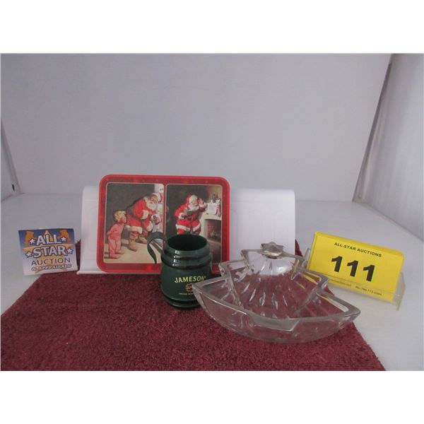 SEIZURE:  COCA COLA PLAYING CARDS, COLLECTOR TIN, MINI BEER STEIN, CHRISTMAS TREE DISH