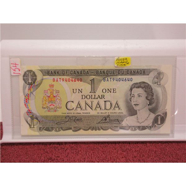 1973 CANADA $1 BILL (POKER HAND SERIAL NUMBER - 4'S & 0'S)